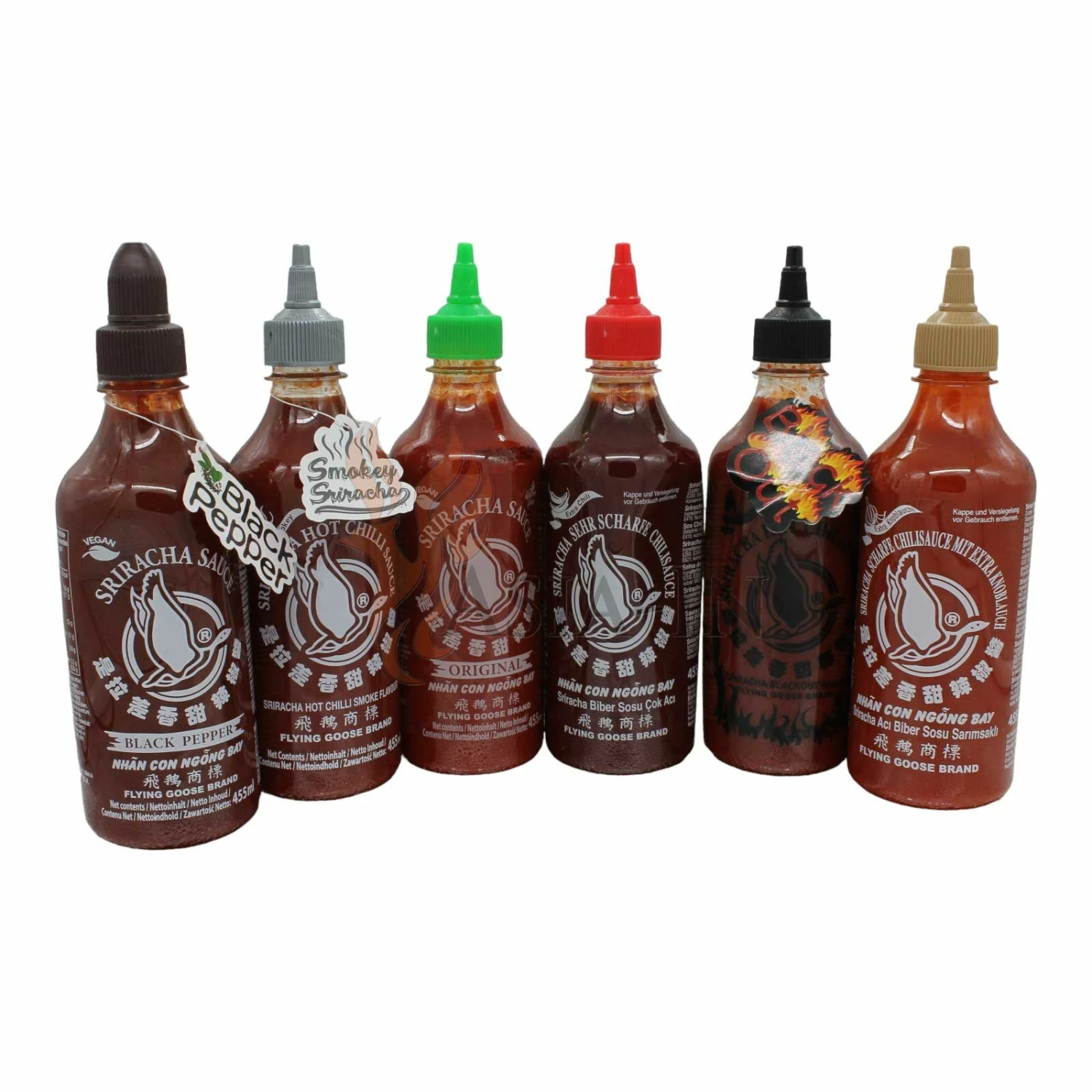 6er Set Flying Goose Sriracha Chilisauce Versch. Sorten 455ml, 2,73l 3 6er Set Flying Goose Sriracha Chilisauce Versch. Sorten 455ml, 2,73l
