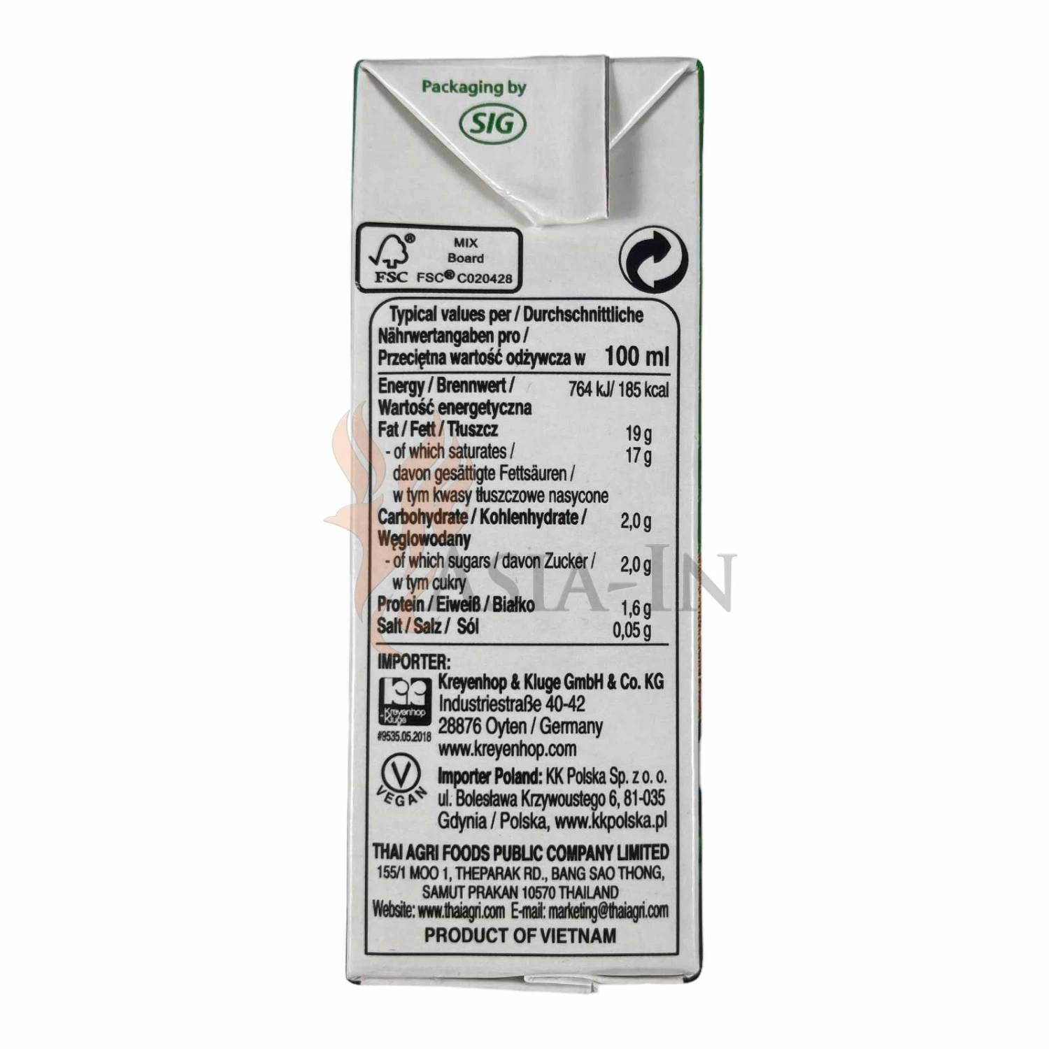 Aroy-D Kokosmilch 250ml 4 Aroy-D Kokosmilch 250ml – Bild 2