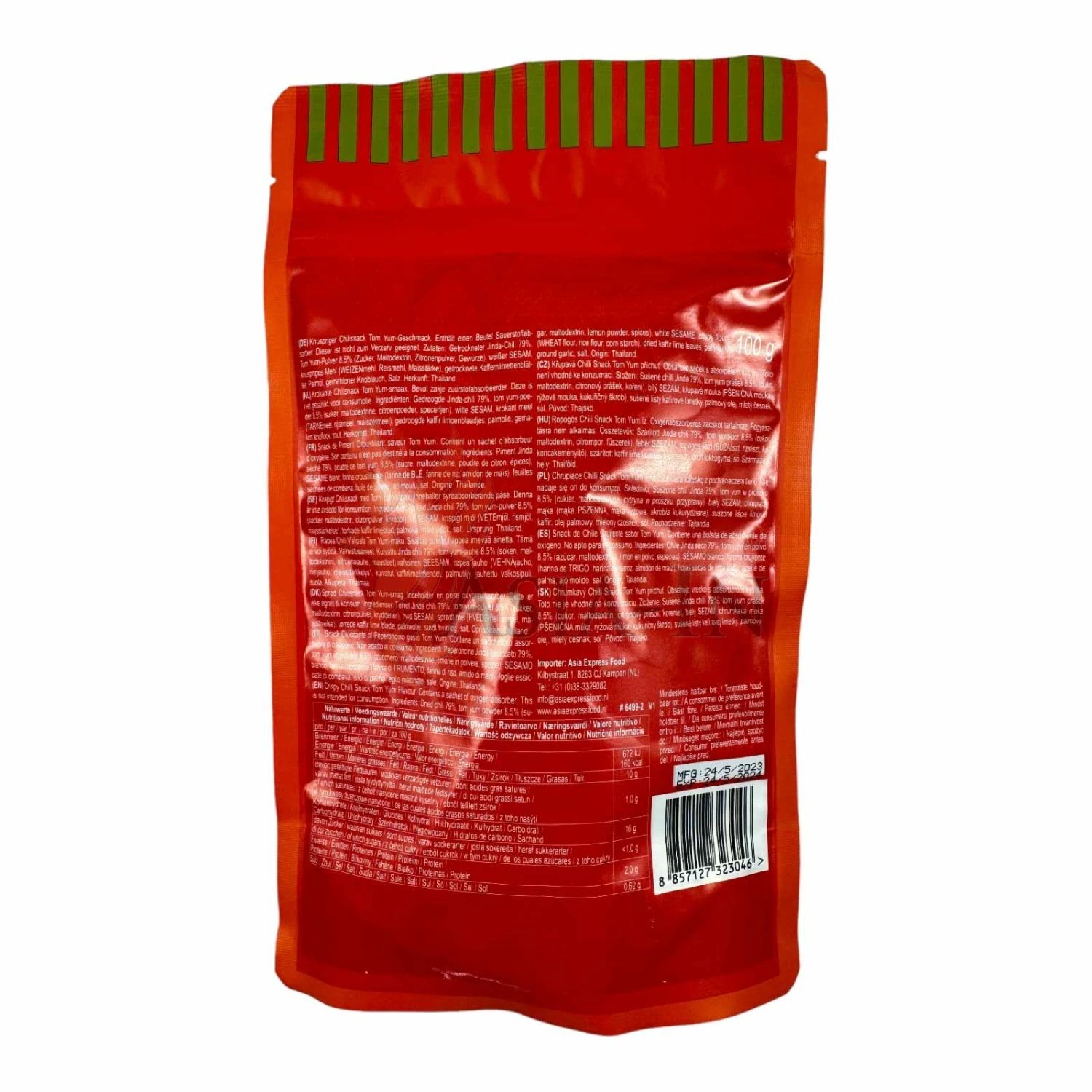 Mae E Pim Tom Yum Chili, Snack Frittiert 100g 4 Mae E Pim Tom Yum Chili, Snack Frittiert 100g – Bild 2