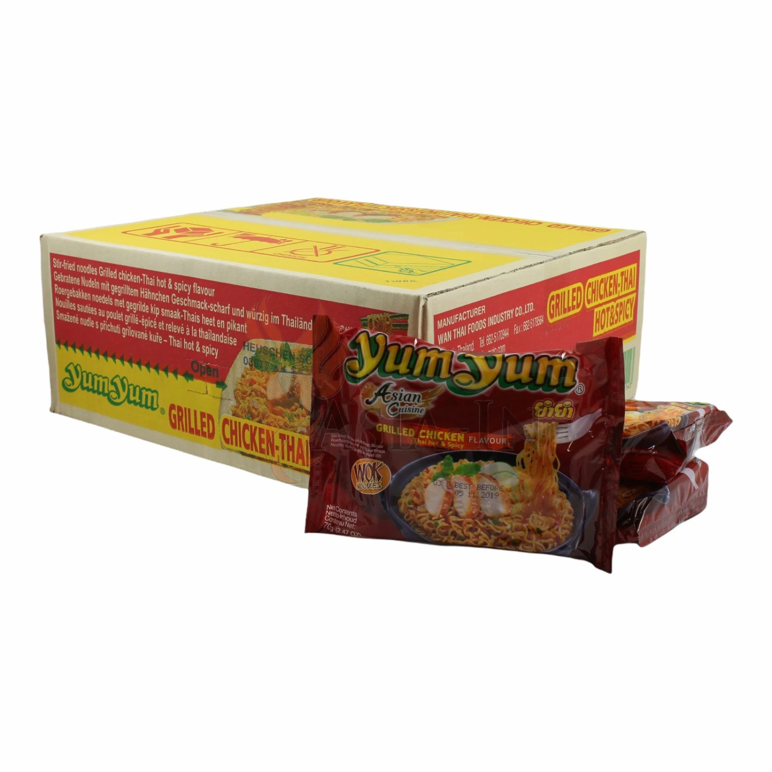 YumYum Grilled Chicken, Thai Hot & Spicy Wok Nudeln 30x70g 2,1kg 3 YumYum Grilled Chicken, Thai Hot & Spicy Wok Nudeln 30x70g 2,1kg